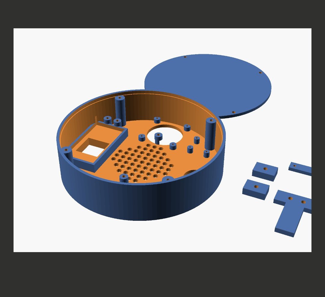 Parametric 3D model of the round voice-assistant enclosure