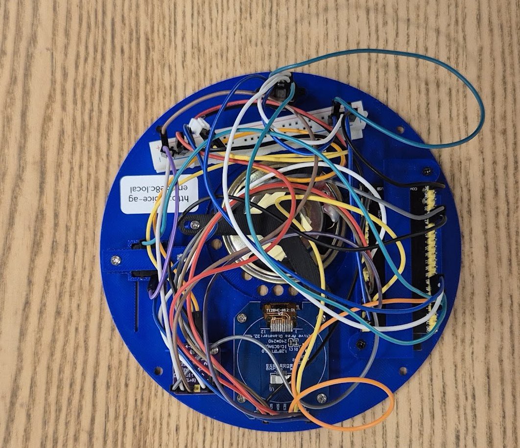 Inside the enclosure, showing the speaker, controller and jumper wiring